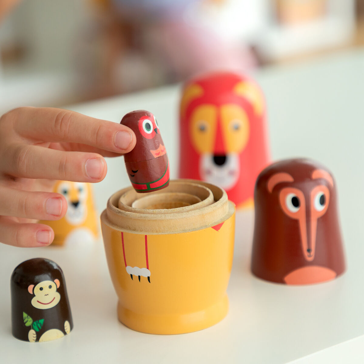 Matryoshka dyrefigurer i træ Funimals InnovaGoods 11 Dele